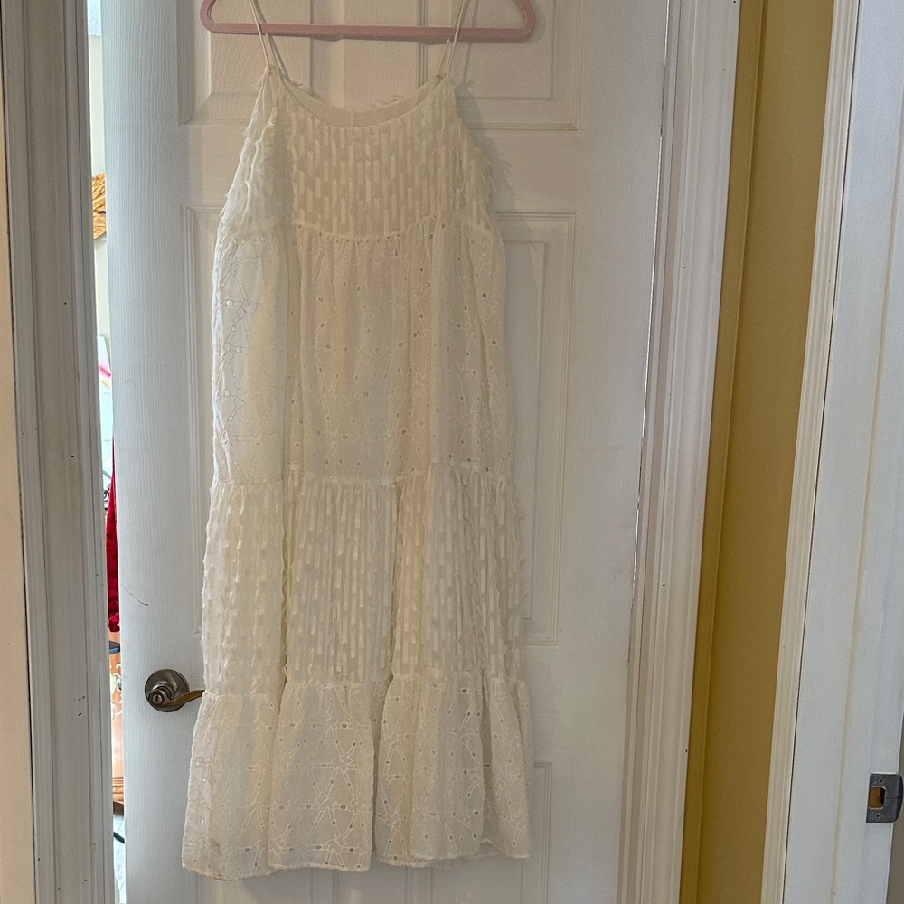 Lightweight White Eyelet Tiered Sundress